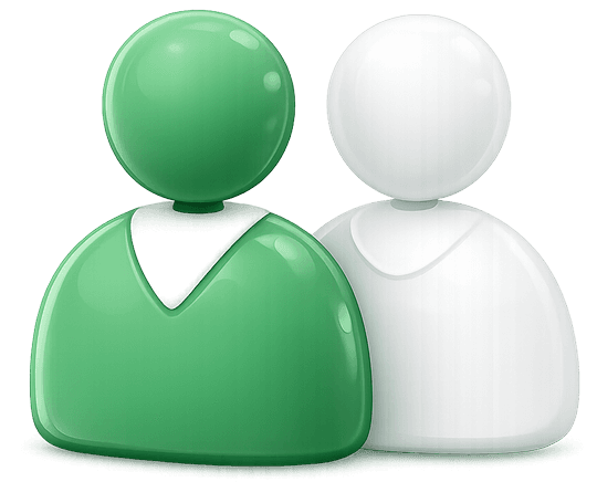 Green and white professional services people icon