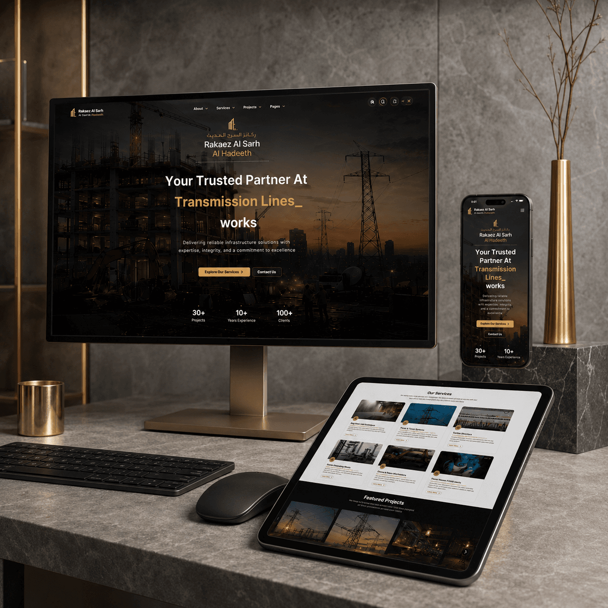 Rakaez Al Sarh luxury desktop website presentation