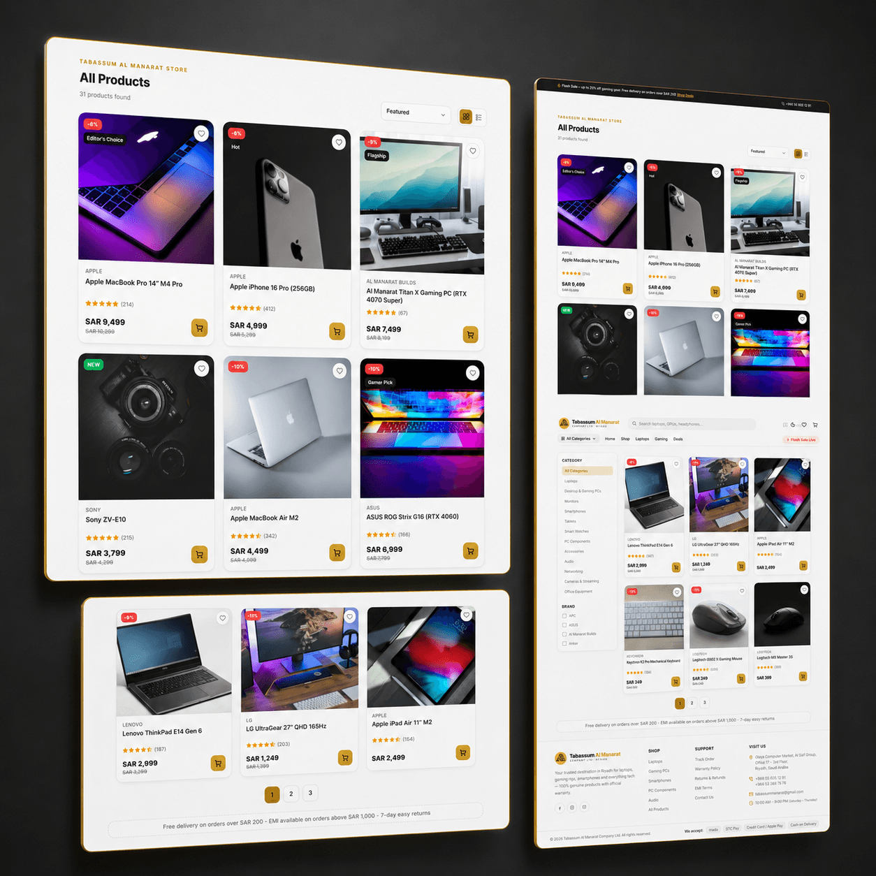 Tabassum Al Manarat product catalog floating interface presentation