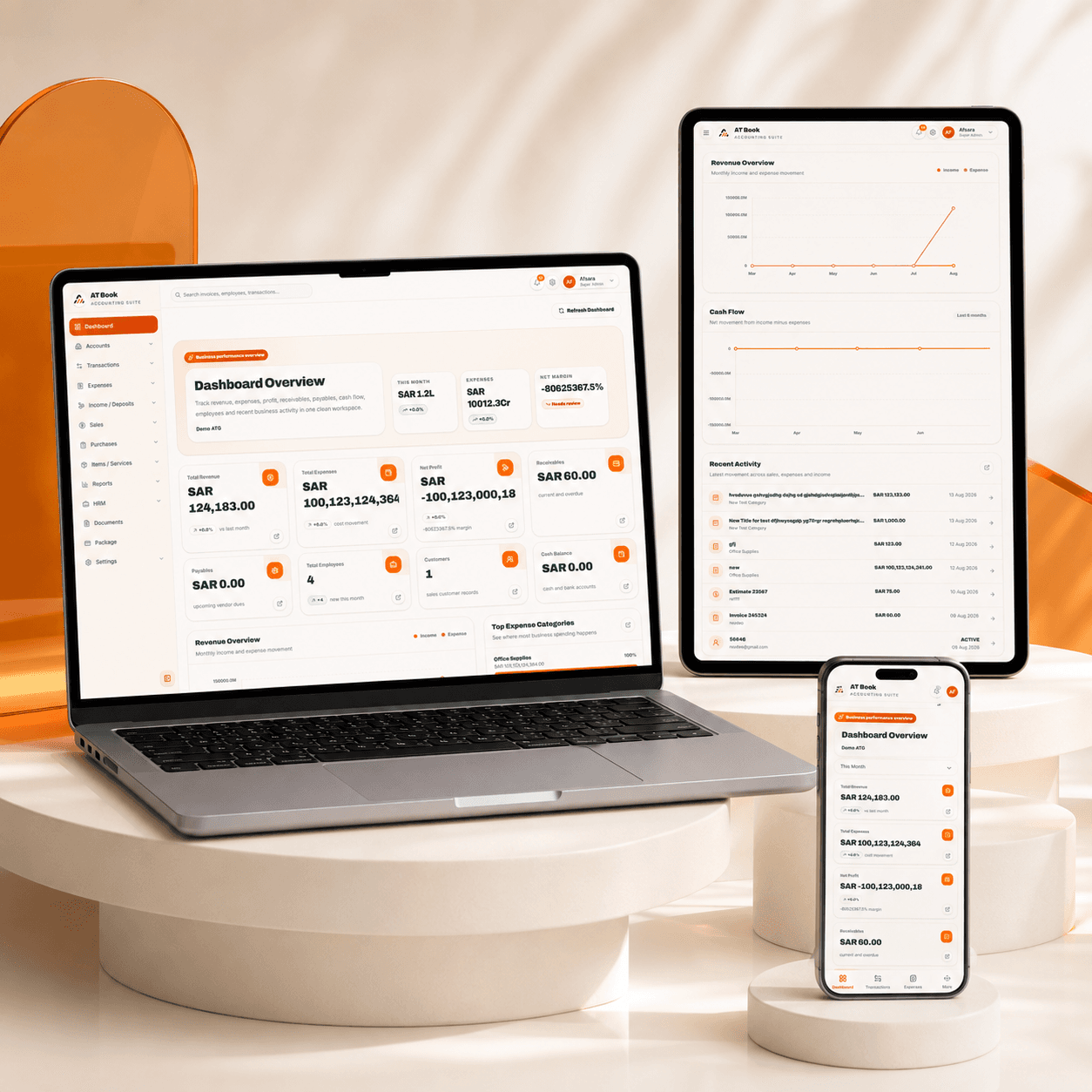 AT-Book HRM and payroll management screens